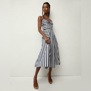 VERONICA BEARD BLIGE Striped Blue and White Midi Dress NWT SZ 8 $498 Retail!